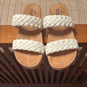 Cliffs by White Mountain Women's White Braided Sandals